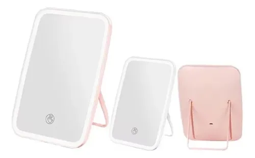 Espejo De Maquillaje Luz Led Con Soporte Touch Usb 3 Modos