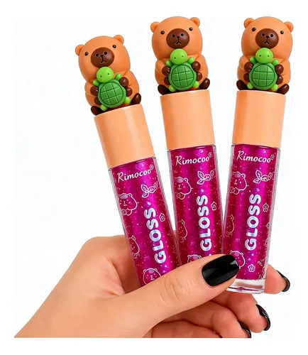 Lip Gloss Capibara Kawaii Brillo Labial Glitter X3