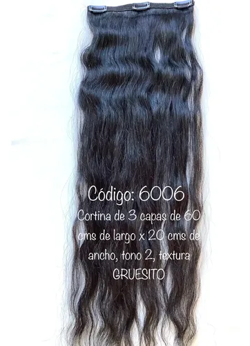 Cortina 3 Capas Pelo Cabello Natural 60 Cms X 20 Micropeine