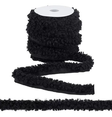 Set De 10m De Cinta De Chenilla De Pelo Artificial Negra 20m