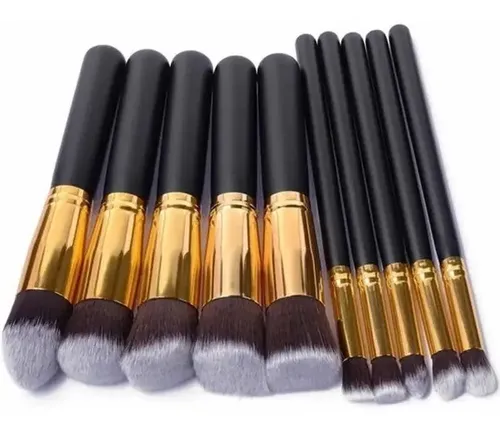 Set X10 Brocha Kabuki Para Maquillaje Makeup Profesional