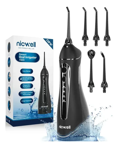 Nicwell Irrigador Dental Inalámbrico 4 Modos Ipx7 Negro