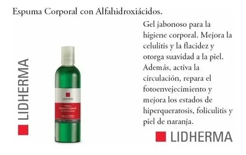 Espuma Corporal Lidherma Gel 300ml C/ Alfahidroxiácidos