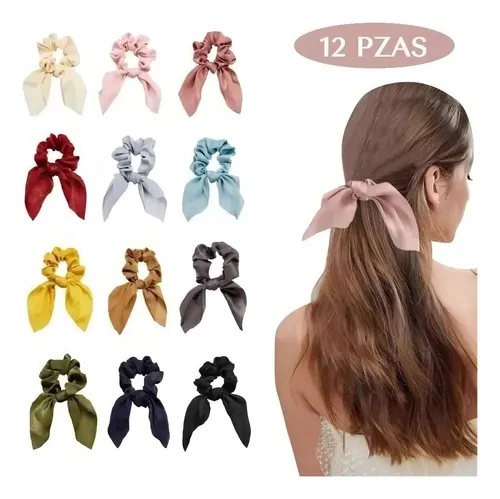 Lazo Elástico Para El Cabello Xz Satén Homechi 12 Colores Ca