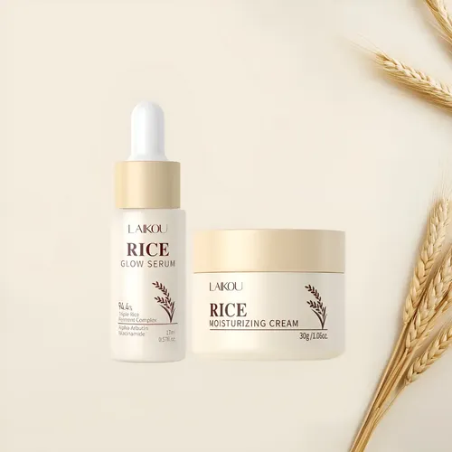 Kit Cuidado Da Pele Laikou Essência De Arroz E Creme 2 Peças