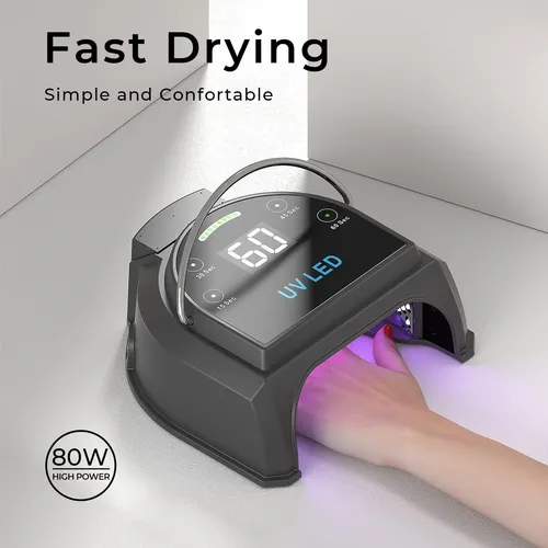 Lámpara Uv Led 80w Recargable Negra Para Uñas Gel