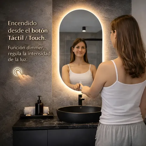 Espejo Luz Led Touch 50 X 85 Pastilla Para Baño Accesorios