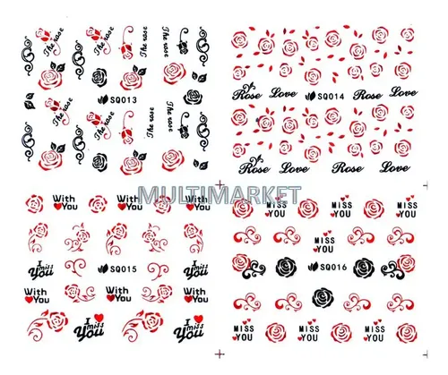 Stickers Adhesivos Plancha Grande Decoración De Uñas