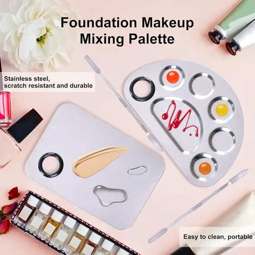 Paleta De Maquillaje De Acero Inoxidable Con Espátula