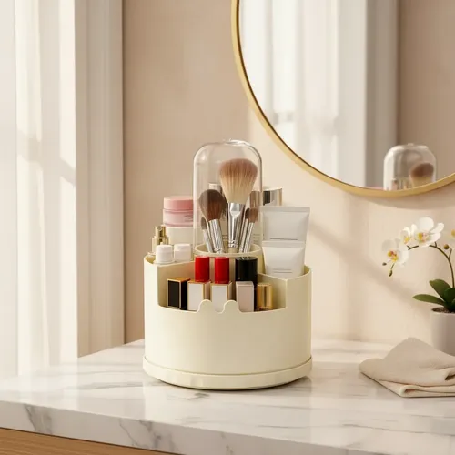 Organizador Escritorio Maquillaje 4 Divisiones Giratorio F