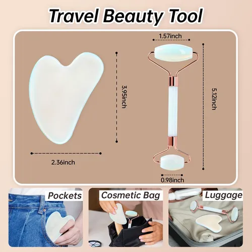 Olaemuo Opal Gua Sha Y Rodillo Facial, Piedra Gua-sha De Jad