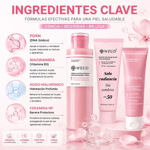 Set De Cuidado  Weud: Sérum, Crema Y Tónico Con Péptidos.
