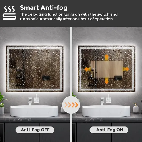 Espejo De Baño Led Koonmi 30×36 Cm Con Luz Trasera Y Frontal