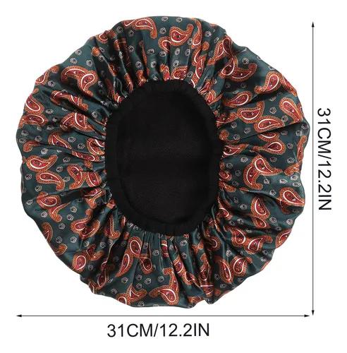 Gorro De Baño Impermeable Portátil Ducha Natación Cabello Green With Orange Paisley Print
