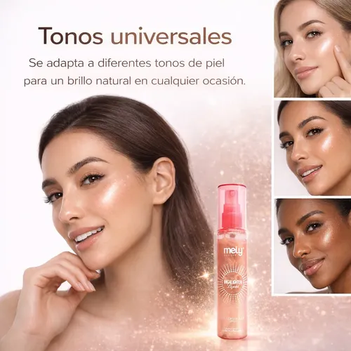 Iluminador Líquido Mely Spray Highlighter Glow Brillo Facial