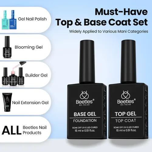 Set Base Y Top Coat Gel Beetles 15ml 2 Unidades