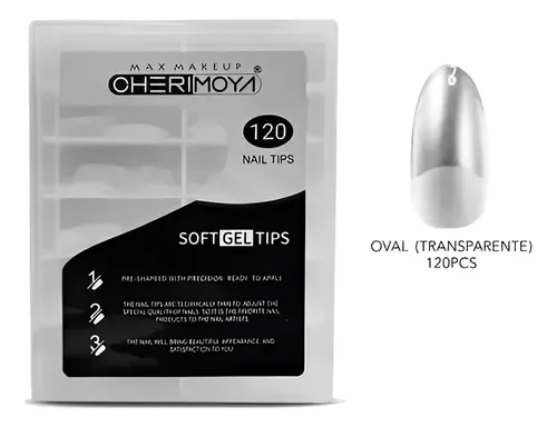 Tips Para Soft Gel Oval Cristal 120 Pcs Uñas Cherimoya
