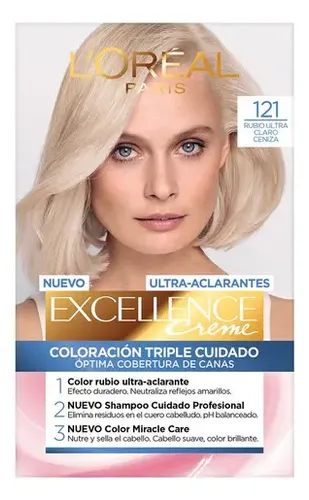 Kit Tintura L’oréal París Excellence Creme Para Rubio Tono 121 rubio ultra claro ceniza