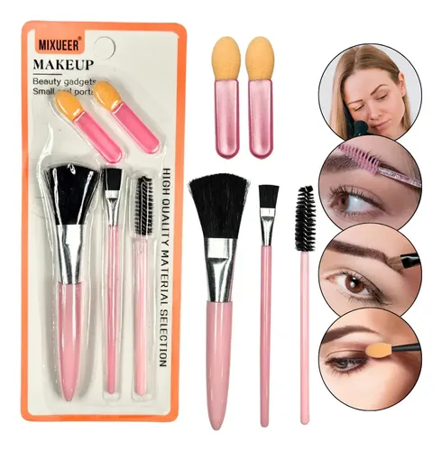 Set De Mini Brochas Para Maquillaje Polvo Sombras Y Cejas