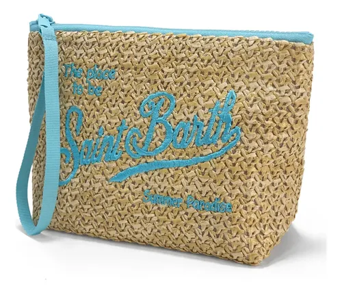 La Bolsa De Maquillaje De Paja Azul Cielo Maletin Maquillaje
