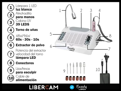 Cabina Uv Para Uñas Extractor Luz Led 5 En 1 BEAUTY BY SPICA S-250 Color Blanco