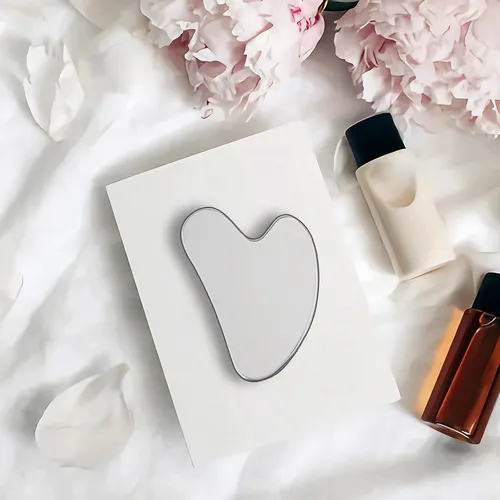Herramienta Gua Sha Metal Plata Para Rostro Y Cuerpo