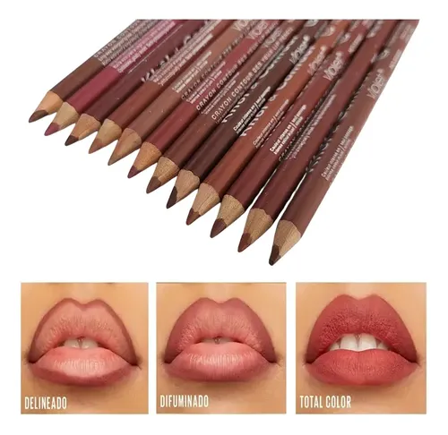 Set De 12 Lapices Delineadores Para Labios Con Vitamina E