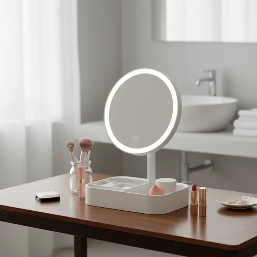 Espejo Maquillaje Luz Led Touch Usb- C Regulable Aro