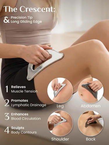 Masajeador Rena Chris Set De 3 Piezas Gua Sha De Acero Inoxi