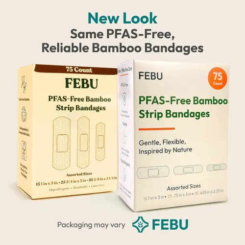 Bandas De Tela De Bambú Febu 75 Tiras Compostables Sin