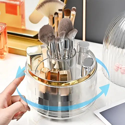 Organizador De Maquillaje Giratorio Q7 Con Tapa Que Gira 360