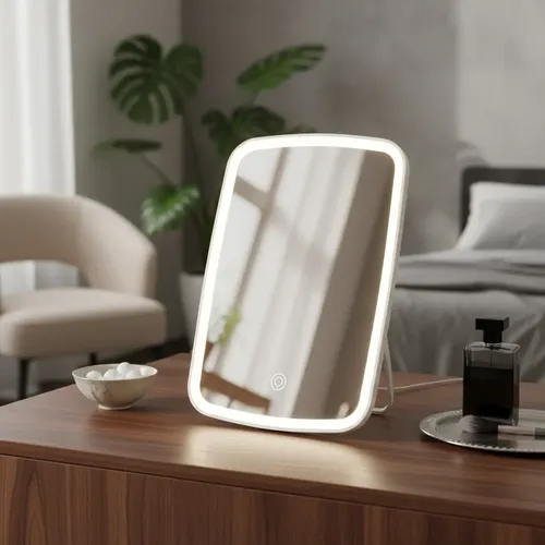 Espejo De Maquillaje Luz Led Con Soporte Touch Usb 3 Modos