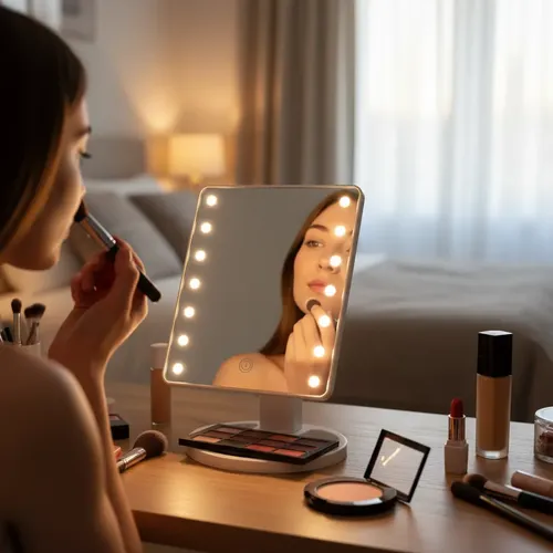 Espejo Led Maquillaje Touch Usb Luz Pie Regulable 360 Tactil
