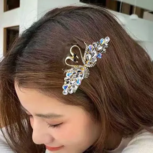 3 Broches De Pelo De Cisne De Cristal Con Diamantes De Imita
