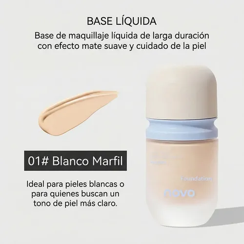 Base Maquillaje Liquido Mate Suave Piel Sin Brillo 01