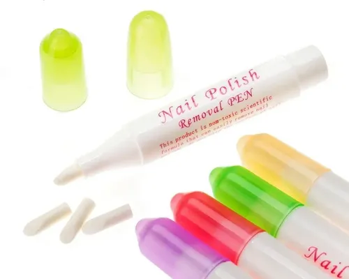 1 Lapiz Corrector De Esmalte Recargable 4 Puntas Uñas Nail