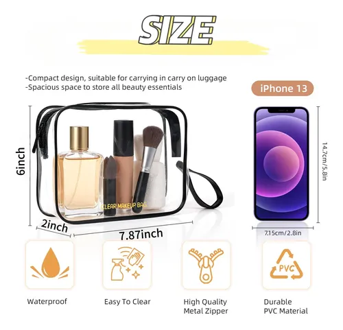 Bolsa De Maquillaje Icaramsy Clear, Paquete De 2 Bolsas De A