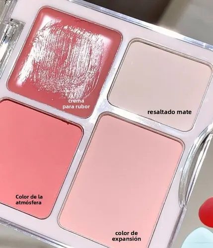 Muge Leen Paleta 4 Rubor Cepillo Esponja Herramientas Maquil