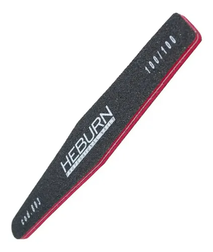 Lima para Uñas Acrílicas y Gel Heburn Negra Obelisco 803 Profesional 100/180 Recta