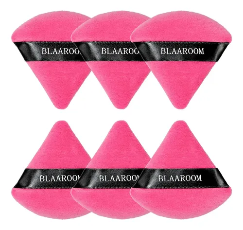 Terciopelo Triangular Powder Puffs Blaaroom, 6 Unidades, Roj