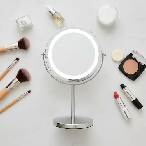 Espejo Aumento 10x Luz Led Mesada Reversible Baño Maquillaje