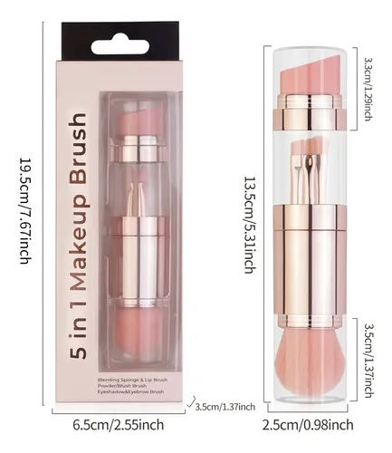 Brocha De Maquillaje Multifuncional 5 En 1, Esponja Dorada R