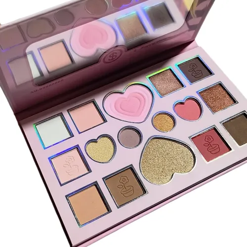 Paleta Maquillaje Sombras Rubor Iluminador Stitch Rosa Cute