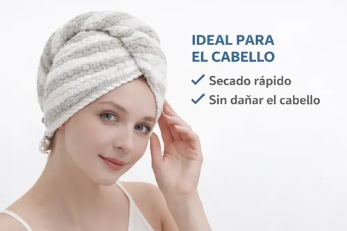Toalla Turbante Microfibra Secado Rapido Cabello Pelo