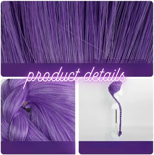 Pelucas Largas Con Trenzas Moradas For Niños, Pelucas Con T