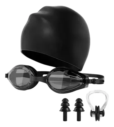 Set De Baño 4 En 1 Para Adultos: Gafas, Gorra, Clip Para Los
