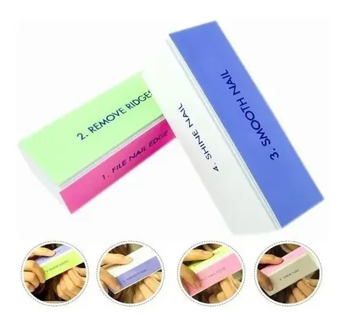 Bloque Pulido Lima 4 Fases Brillo Uñas Esculpidas Nail Art !