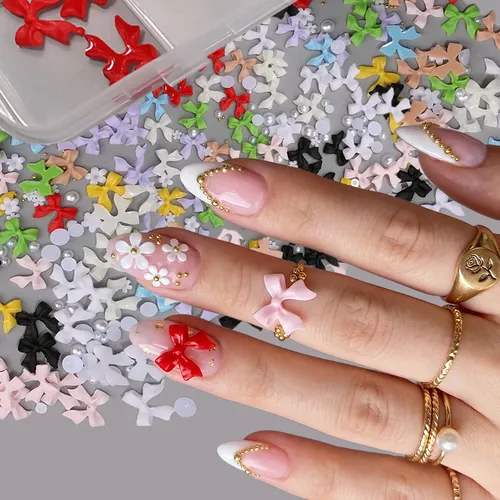 Prima Decoración Uñas 3d Moños Perlas Flores 12 Cuadros