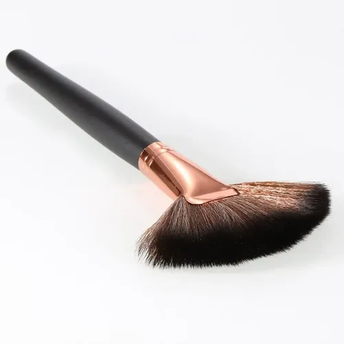 Brocha Abanico Gugus Makeup Maquillaje Profesional Negro Madera