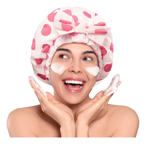 Gorro De Baño Impermeable Grande Rosa Con Elástico Ajustab